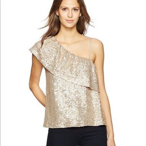 Gold sequin off the shoulder top